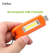 USB Flashlight Rechargeable Mini LED COB Flashlight Built in Battery With Keychain 3-Mode Pocket Lamp Torch for Emergency
