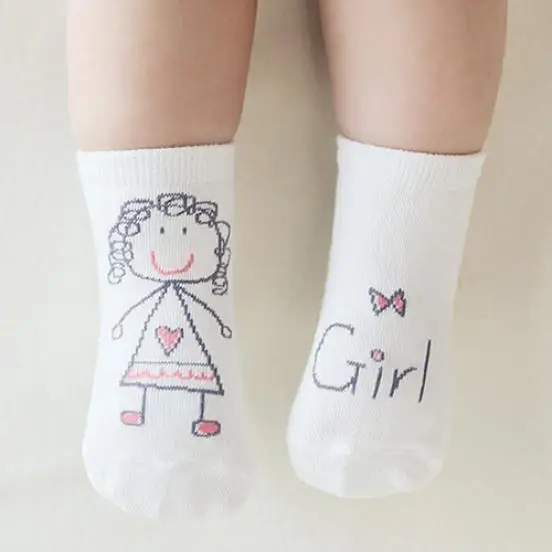 Носки для новорожденных, носки из хлопка с рисунком для маленьких мальчиков и девочек, Нескользящие хлопковые носки для младенца
