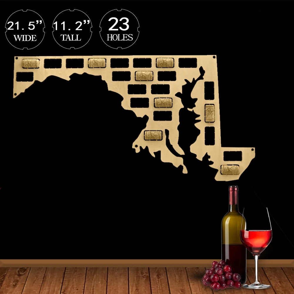 Мэриленд, изготовленная на заказ карта вина из пробки, США, вывеска для декора дома, карта штата Мэриленд, настенная живопись, домашний декор, подарок, я люблю Мэриленд, карта