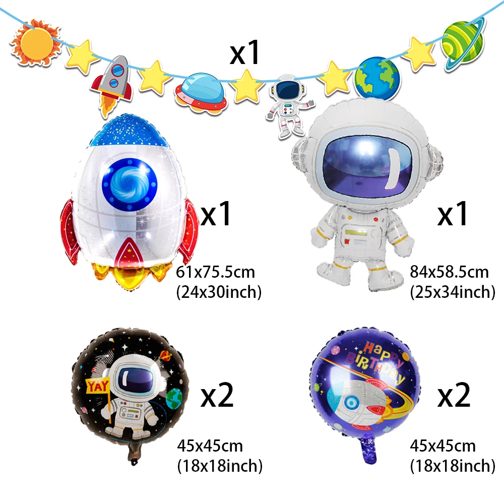 Космический корабль астронавт в космосе, товары для дня рождения, набор украшений, баннер-гирлянда, воздушные шары для маленьких мальчиков и девочек на день рождения