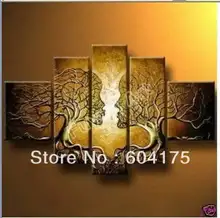 En gros d’or arbre visage Pop Toile Moderne maison décor PEINT À LA MAIN Abstraite art Classique Cadeau Peinture À L’huile 5/set