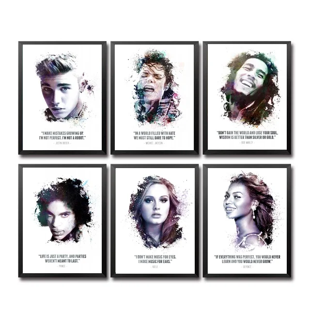 

Justin Bieber Michael Jackson Bob Marley Prince Adele Beyonce singer Art Canvas Poster Prints Home Wall Decor Painting