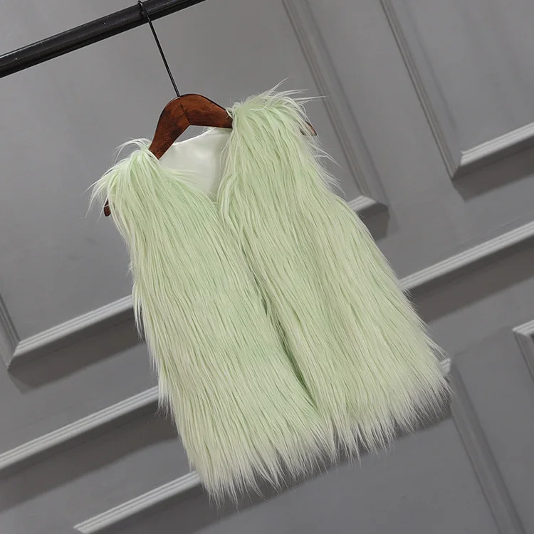 Детский меховой жилет осенне-зимний детский жилет из искусственного лисьего меха пальто из искусственного меха для девочек детская зимняя модная меховая одежда - Цвет: Зеленый
