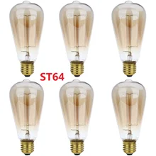 Lightme 6 шт./лот ретро лампы Эдисона ST64 ST58 220-240 V 40 W E27 110-120LM 19AK Вольфрам лампа накаливания подвесные светильники
