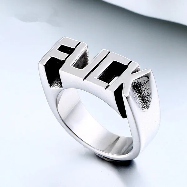 

Best Selling New Punk Style Ring European and American Creative Men Women English Alphabet Rings for Cocktail Party Size6-14