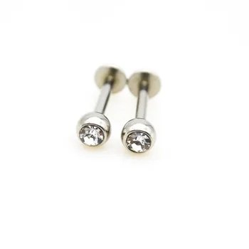 

Labret Ring 16G Lip Rings Earrings Stud Crystal Clear Gem Cartilage Tragus Bars Piercing Gauges Body Jewelry Internally Threade