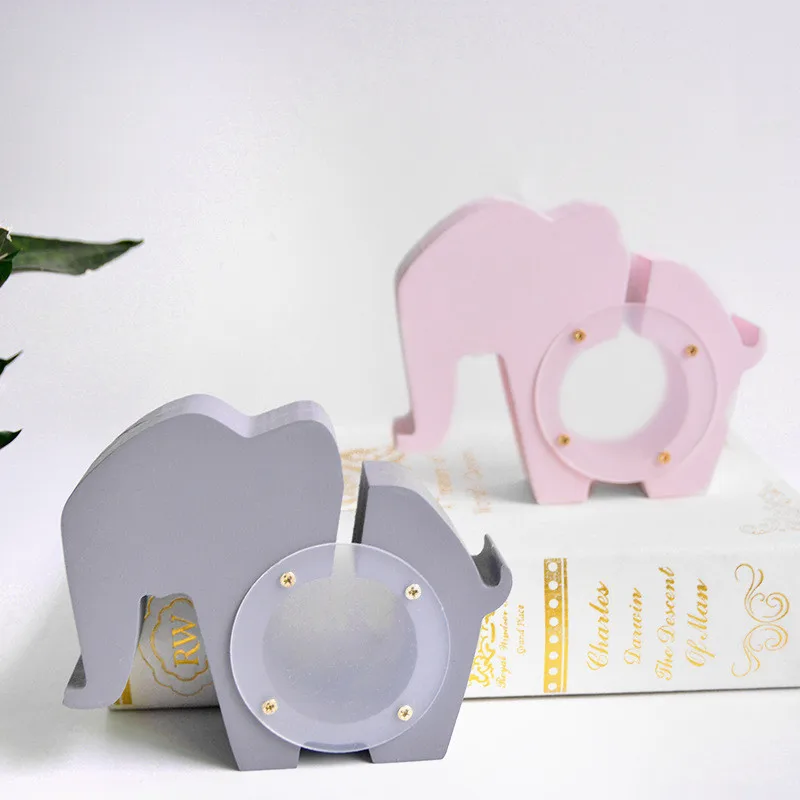 

Pastoral Style Wooden Money Boxes Small Elephant Transparent Decorative Money Saving Box Vintage Desktop Storage Gift Piggy Bank