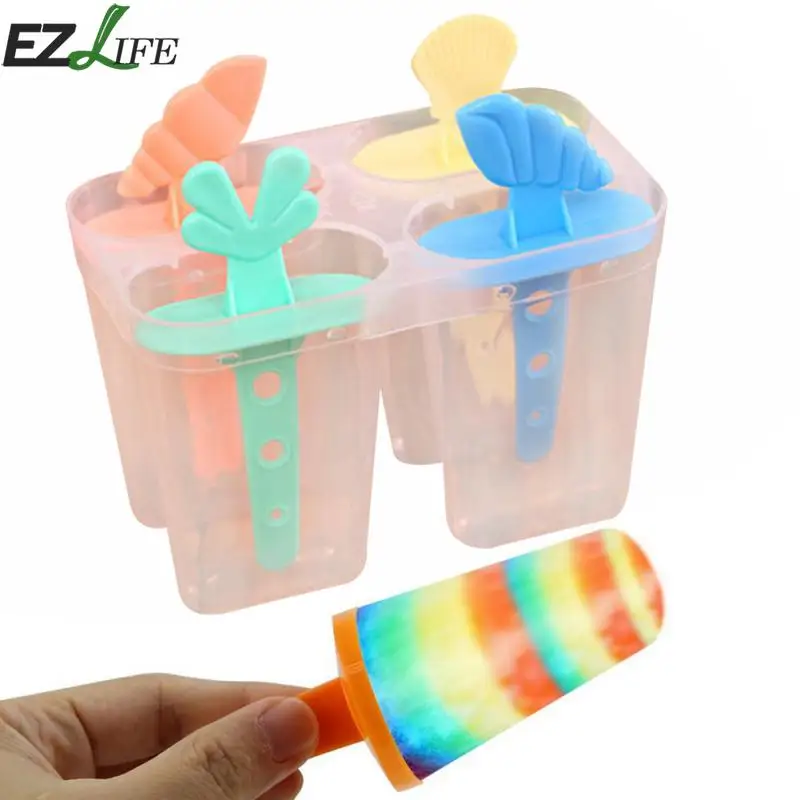

4 Ice Cream Popsicle Molds Cooking Tools Rectangle Shaped Reusable DIY Frozen Ice Cream Baking Moulds JK0059