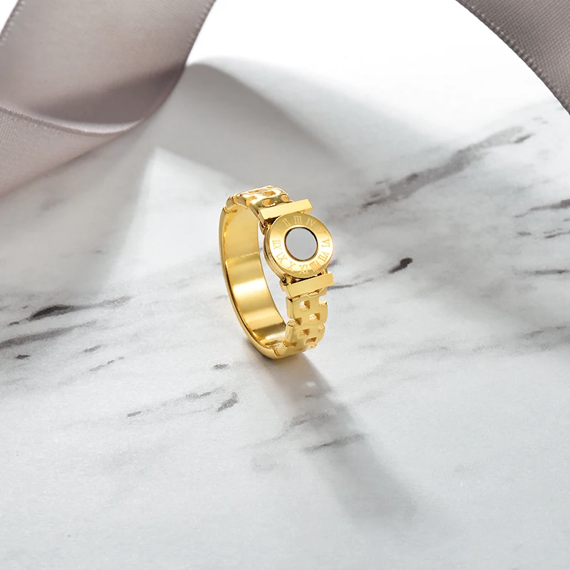 Baoyan выгравированное римское кольцо с цифрами Золотое обручальное кольцо из нержавеющей стали черное акриловое кольцо в сетку кольца для мужчин и женщин