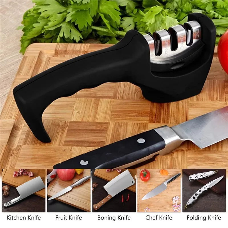 Three Stages Diamond Ceramic Professional Kitchen Knife Sharpeners Sharpening Stone Household
