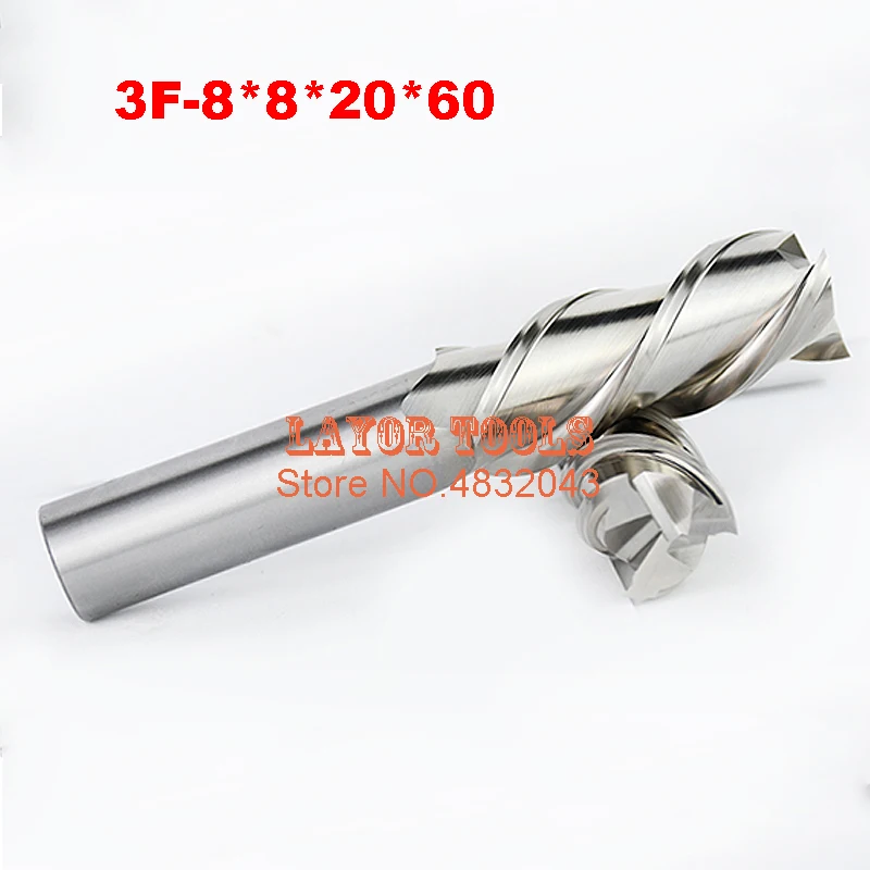 

3f-8.0,hrc50,carbide Square Flatted End Mill,3flute Milling Cutter For Aluminum Endmill Tools Carbide Cnc End Mill Router Bits