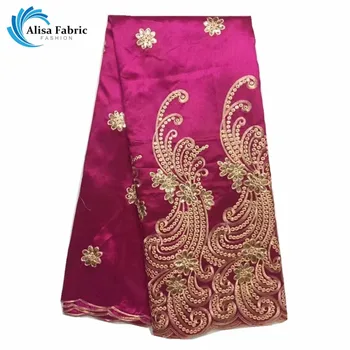 

Hot New Style African George Lace Fabric,High Quality Baby Pink Color George Silks Lace Embroidered And Sequins For Woman Cloth