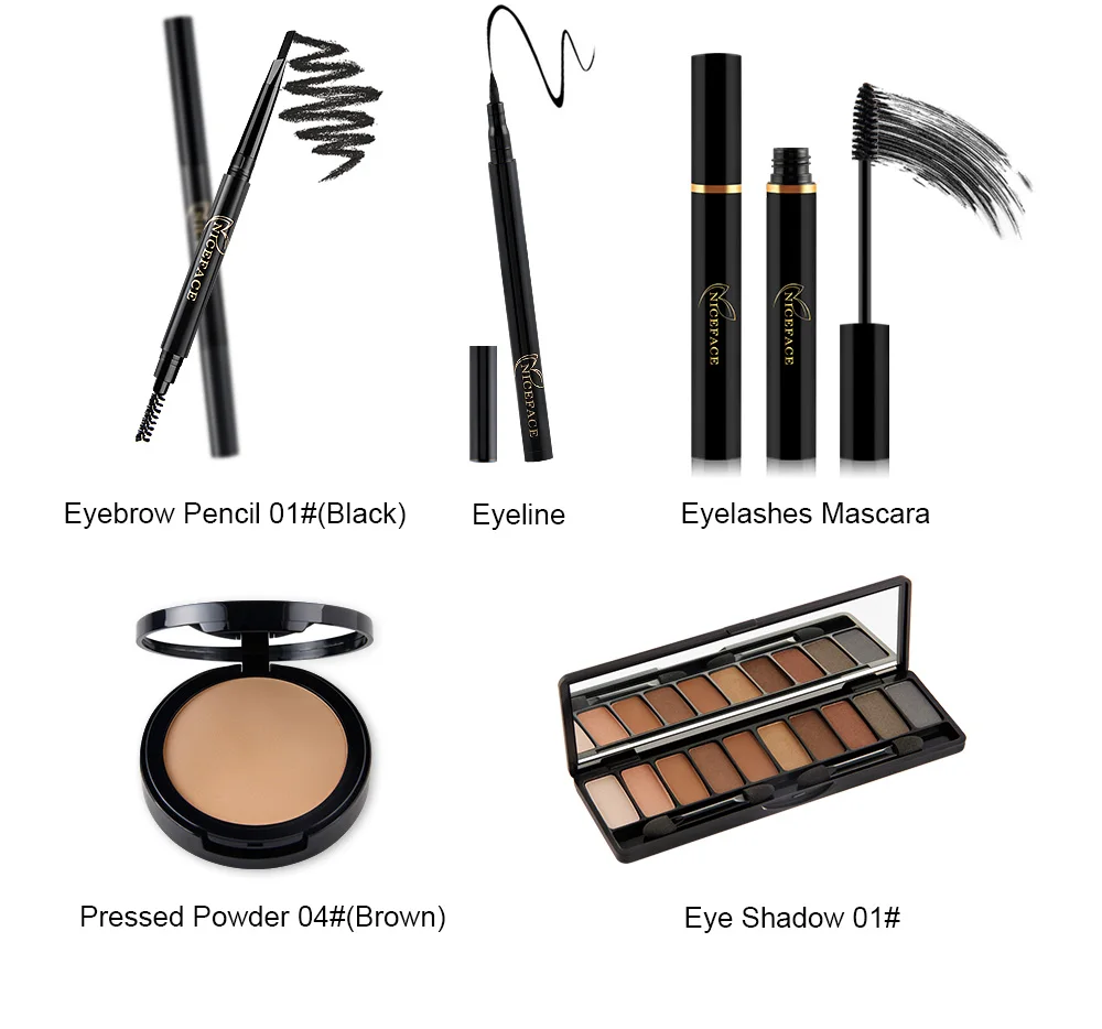 NICEFACE (Christmas Gift) Makup Tool Kit 13Pcs Make up Cosmetics Including Eyeliner Matte Lipstick Eyebrow Pencil Pressed Powder (5)