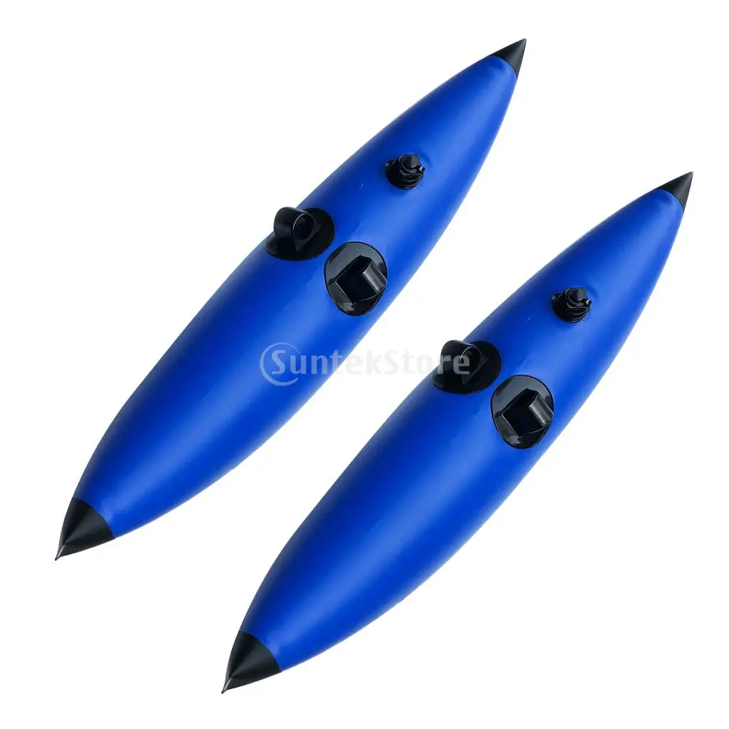 2 Pieces Durable Blue PVC Inflatable Outrigger Stabilizer Water Float for Kayak Canoe Boat Fishing Standing Paddling Beginners