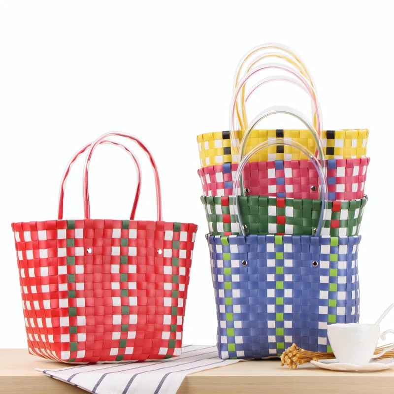 

Bohemian Beach Bags for Women Handbags Big Food Basket Female Handmade Knitting Casual Tote bag Large Capacity Shopping Bag W595
