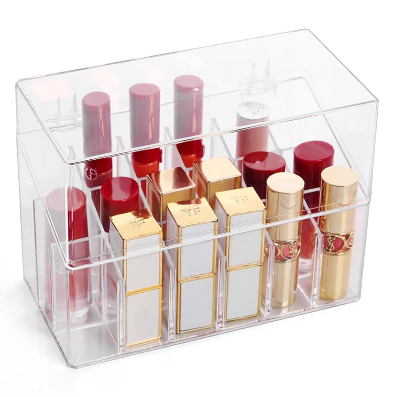 

Clear 18 grids lipsticks storage box with lids transparent acrylic 18 grids lipstic holders storage box with cover C5032