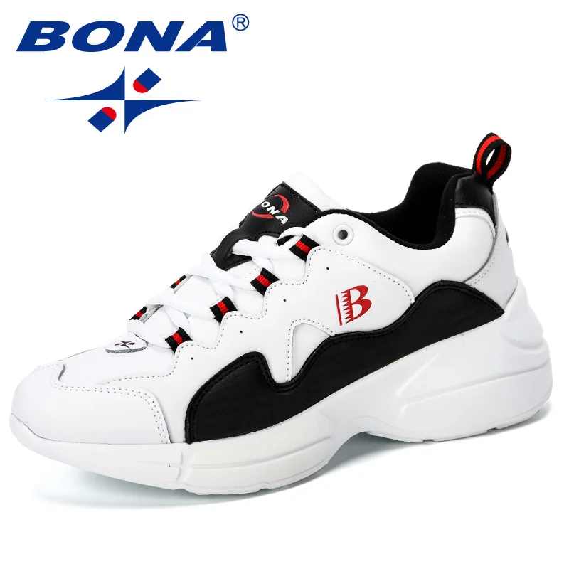 BONA New Fashion Style Platform Sneakers Ladies Brand Chunky Causal Shoes Woman Leather Leisure Shoes Chaussure Femme Comfy