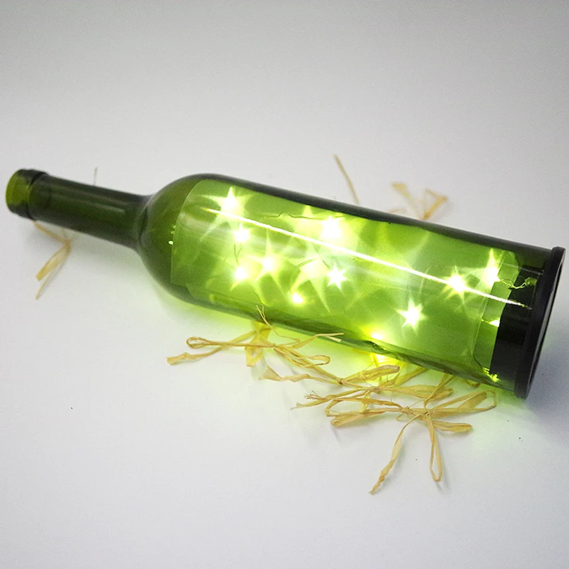 Nicro Glass Solar energy LED Decor Bottle Lights Cork Shaped Starry String Lights Bottle Crafts DIY Party Size 7*31CM With Box
