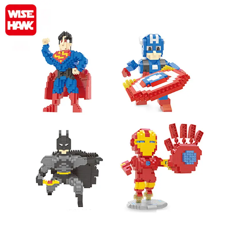 

Wisehawk nanoblocks Super Heroes The Avengers Captain America Hulk Iron Man Thor Loki Diamond Building Action Figure DIY Model.