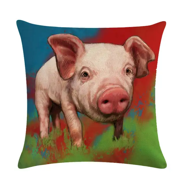 pig art design linen//cotton throw pillow covers couch cushion cover home