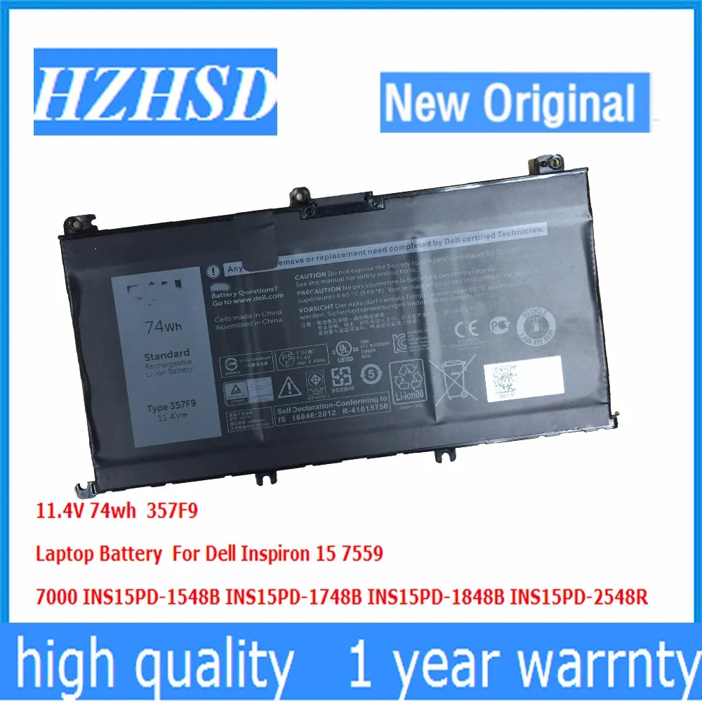 Pаспродажа 11,4 V 74wh новый происхождения 357F9 ноутбук Батарея для Dell Inspiron15 7559 7000 INS15PD 1548B INS15PD 1748B INS15PD 1848B INS15PD 2548R