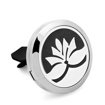 

5PCS High Quality Stainless Steel Round 2Style Lotus Car Perfume Locket Pendant 30MM Aroma Perfume Clip Car Locket With Pad