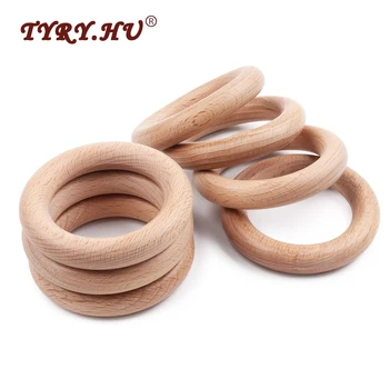 

TYRY.HU 50Pcs 40/55/70mm Beech Wooden Rings Baby Teethers DIY Necklace Pendant Baby Rattle Accessories High Quality Shower Gifts