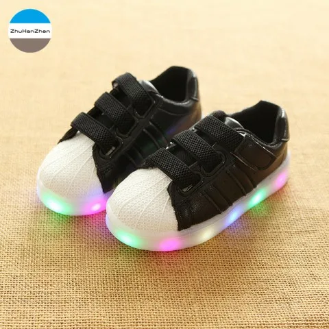 Светящиеся мода детская повседневная обувь для мальчиков и девочек спортивные туфли светодиодный свет детские кроссовки полуботинки для новорожденных мягкое дно - Цвет: 1
