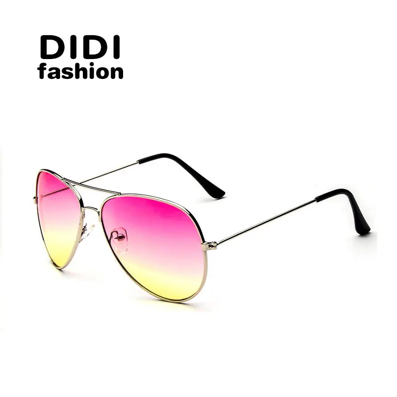 Радужные солнцезащитные очки, большие военные коричневые авиационные очки, женские брендовые дизайнерские градиентные розовые красные оттенки, дешевые очки W308