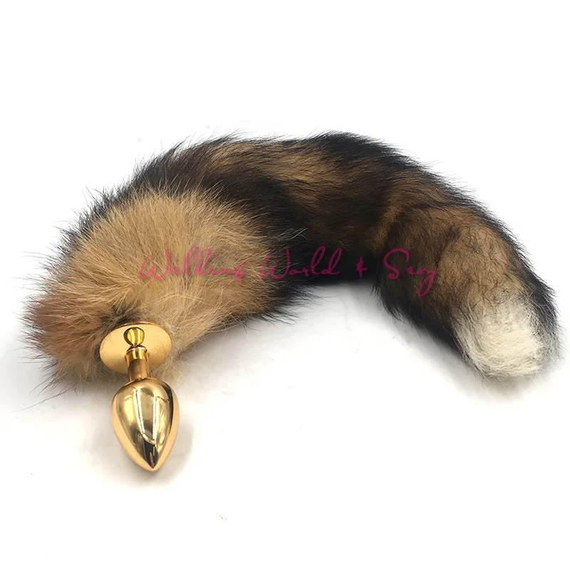 Fox Tail Gold Metal Anal Plug Adult Toys Fetish Roleplay -4429