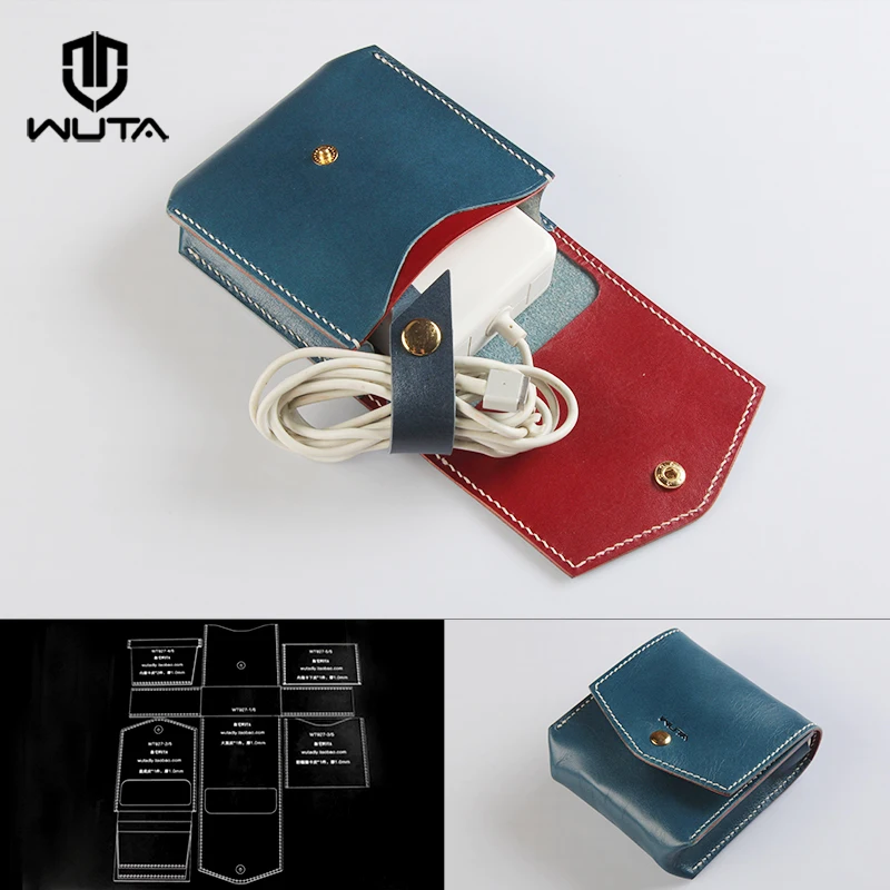 

WUTA 927 Leather Handcraft Template DIY Mobile Hard Disk Bag Clear Acrylic Pattern Set Power Storage Bag Design for Apple
