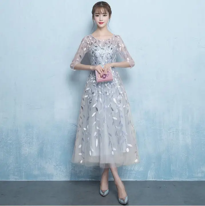 Розовое платье для свадебной вечеринки, китайское модное женское элегантное платье Ципао, сексуальные тонкие платья, халат Ретро Восточный чонсам, Vestido S-XXL - Цвет: silver gray