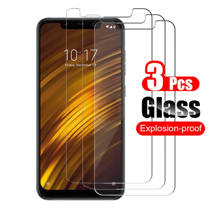 

3Pcs For Xiaomi Pocophone F1 Tempered Glass Screen Protector Protective Film 9H For Xiaomi Poco phone F1 Case Friendly Glass
