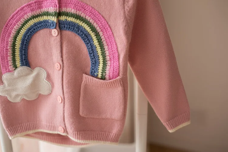 Новинка 2019 г., Детский кардиган, свитер для маленьких девочек, милый Радужный свитер для маленьких мальчиков, модные свитера с длинными