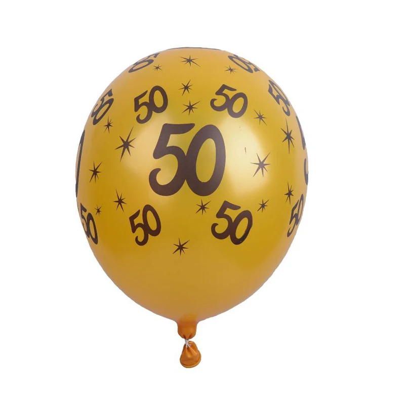 10Pcs/Lot 12" DIY  Black and Gold Happy Birthday Age Number Helium Latex Balloon Decor