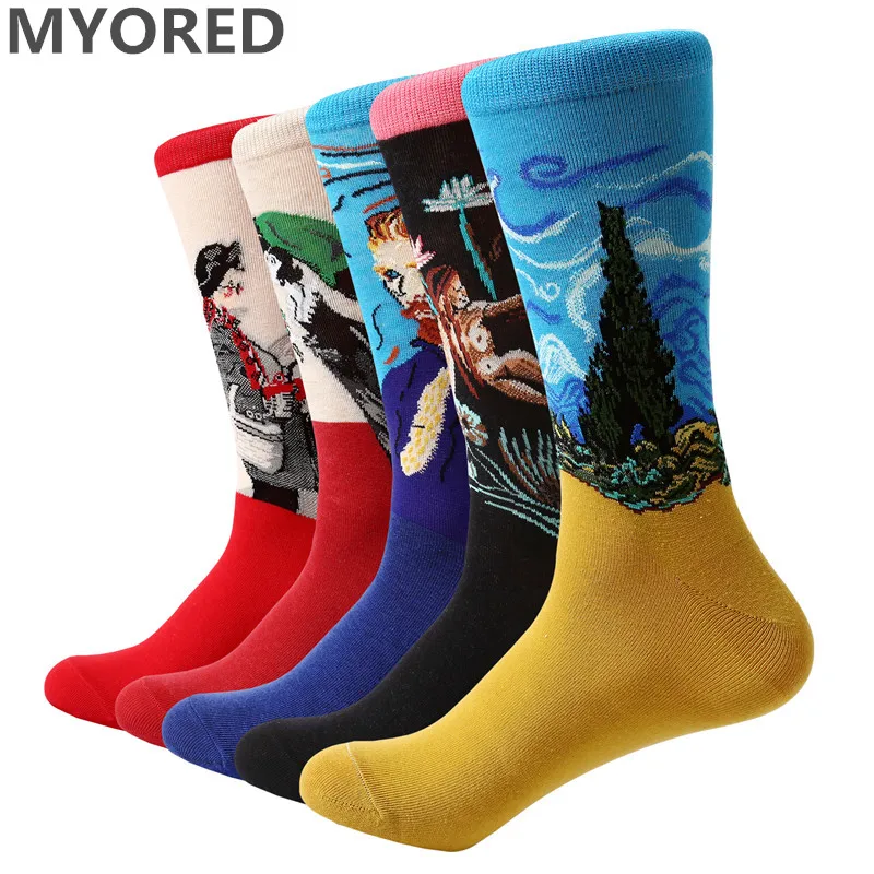Buy MYORED 2018 NEW 5 pair/lot Men's funny socks retro