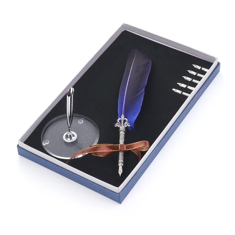 

6 Nibs Colored Feather Pen European and American Retro Feather Pen Personalized Gift Water Fountain Pen Office Gift Box Set