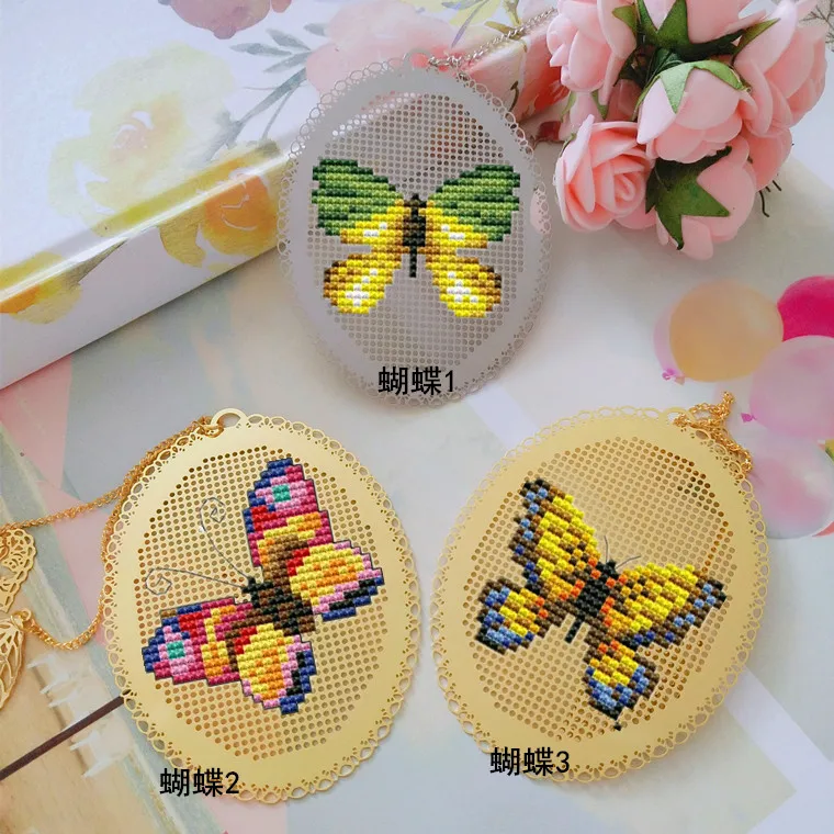 

Butterfly DIY Craft Stich Cross Stitch Bookmark Metal Silver Golden Needlework Embroidery Crafts Counted Cross-Stitching Kit