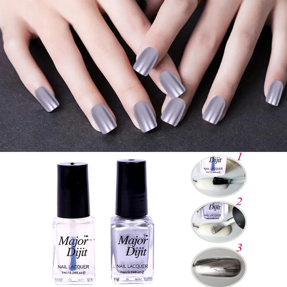 1 pc 7ml Metallic Nail Polish Mirror Effect Nail Polish Metal Lacquer Nail Polish and Base 