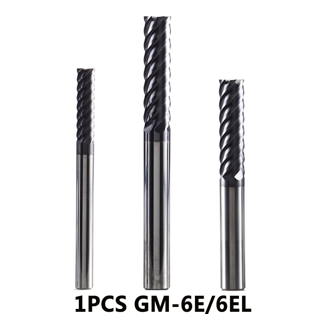 

GM-6E GM-6EL solid tungsten steel 6 flute square head coated end mills cnc milling cutter for metal finish machining HRC4