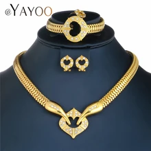 AYAYOO Ювелирные наборы роскошные индийские африканские бусины комплект ювелирных изделий золотой цвет кристалл свадебные комплекты украшений для женщин Ювелирный костюм