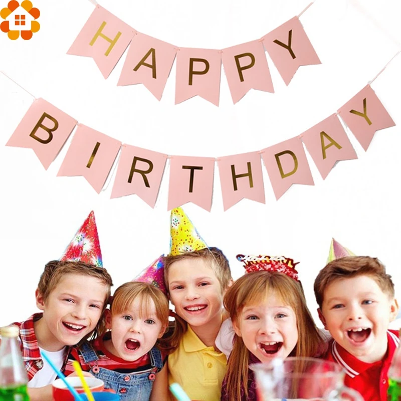 1 Набор «С Днем Рождения» бумажные флаги, гирлянды, цветочные баннеры, буквенные гирлянды, детские украшения для дня рождения
