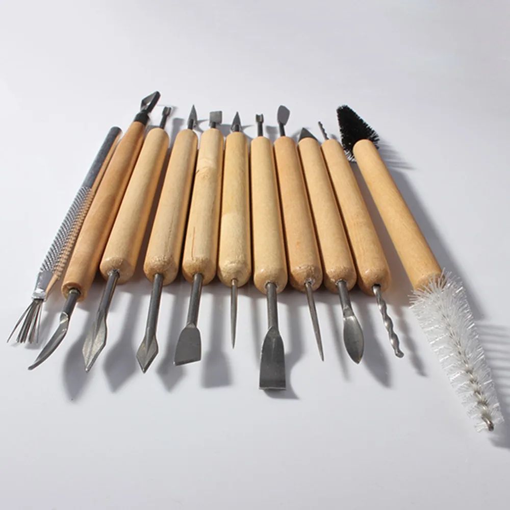 Buy New 11 pcs Pottery Clay Sculpture Carving Tool Set / Made of Wood and Metal