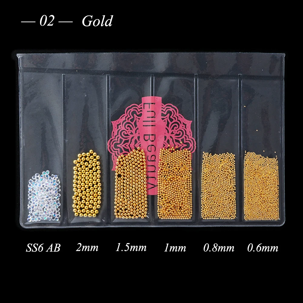 1 упаковка дизайн ногтей мини-икра металлические бусины Шпильки розовое золото/серебро/серый 3D Блеск смешанный размер Шарм Маникюр украшения JI705