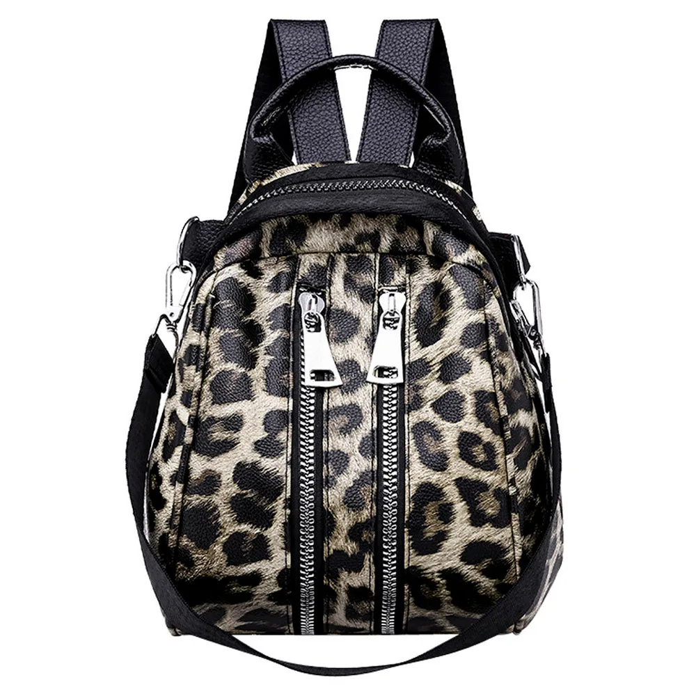 Женская кожаная школьная сумка с леопардовым принтом, леопардовая сумка, сумки через плечо для женщин, дорожная сумка на плечо, taschen wo#35 - Цвет: Brown