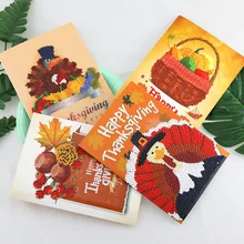 Greeting card DIY Creative Thanksgiving New Year Christmas Greeting Card 5D Diamond Painting Blessing Card Factory Direct c20 id waterproof direct factory card