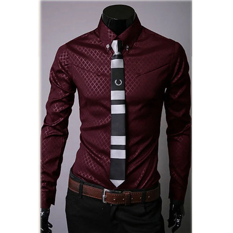 

Fashion Men's Luxury Casual Shirts Slim Fit Dress Shirts Long Sleeve Button Tops