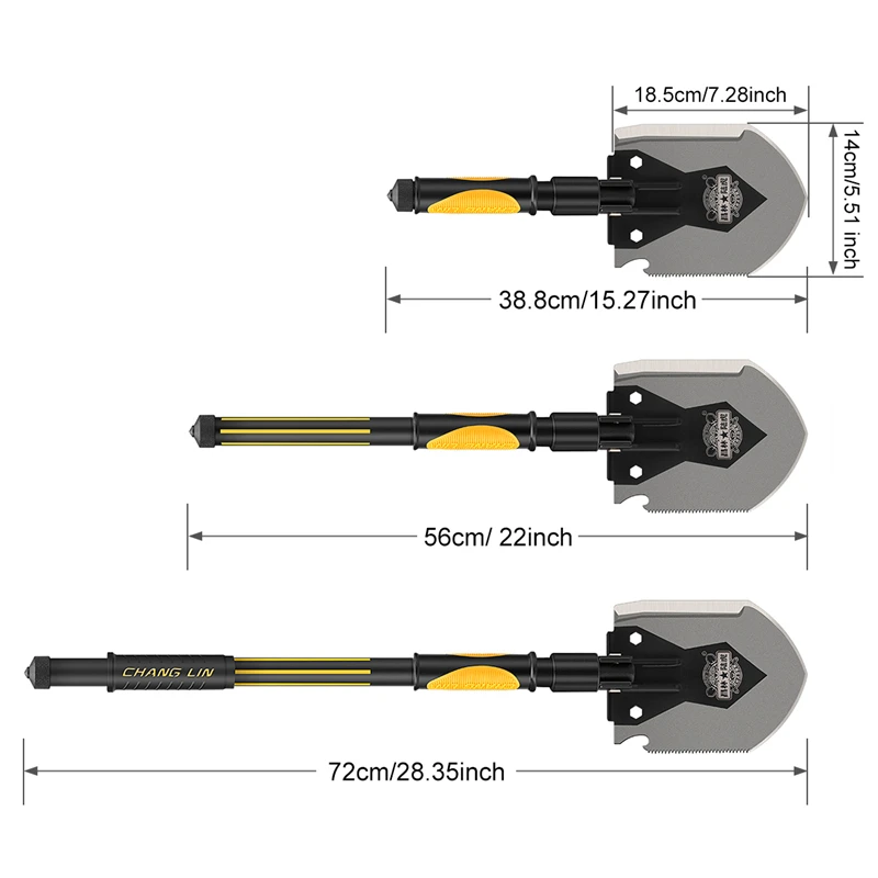 CHANGLIN Multifunctional Camping Shove Military Portable Folding Survival Spade Trowel Dibble Pick Emergency Garden Outdoor Tool