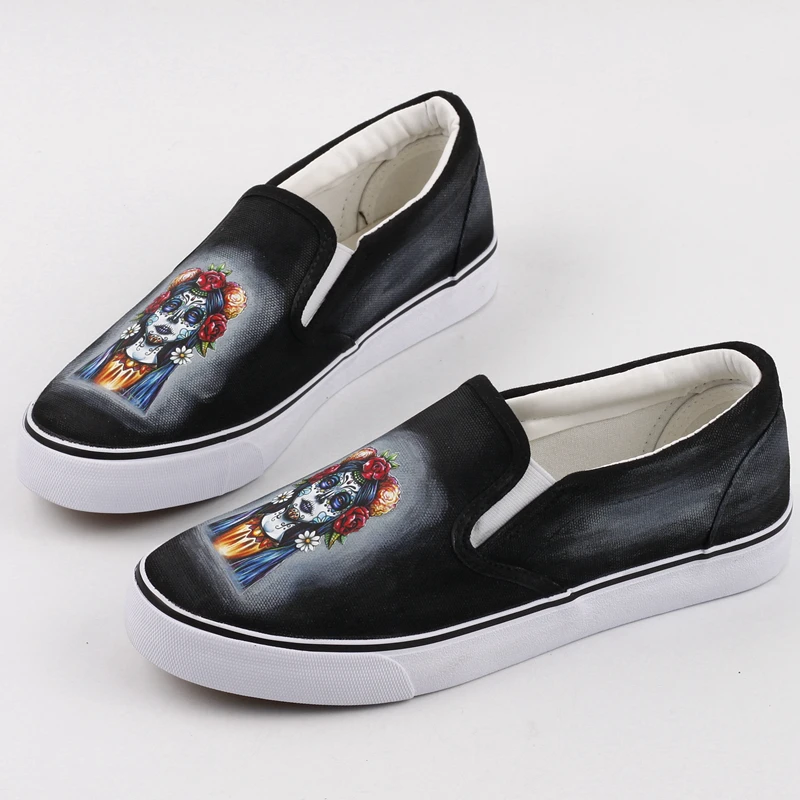 Tête Graffiti Mexicain 00000 Femmes Casual Mexique Slip Muertos Mocassins Squelette Mort Jour Toile De Los on Dia Imprimer Personnalisé Crâne Chaussures ly Ts wke12 adx6qgTwgn