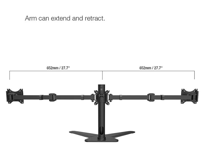 Loctek D2T المكتبية حامل الثلاثي صاحب العرض الكامل الحركة قابل الشحن رفع تلفزيون جبل